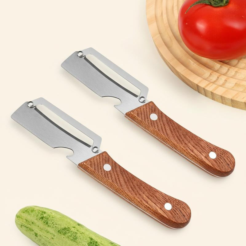 Premium-Grade Fruit & Vegetable Peeler | Sharp Stainless Steel Blade, Ergonomic Wooden Handle + Built-In Bottle Opener β Ideal for Daily Kitchen Use (Potatoes, Apples, Pumpkins & More)