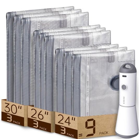 VACBIRD [2025 Upgraded] X7 Cordless Travel Vacuum Bag Set Vacuum Bags for Travel with Rechargeable Air Pump, 15 Pack Carry-On Size Compression Packing Bags for Luggage and Suitcase, Space Saver for Clothes and Clothing Travel Zipper Pouches