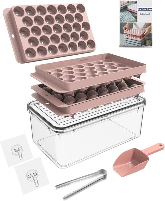 Ice Cube Tray, round Ice Trays for Freezer with Lid and Bin, Circle Ice Mold Making ... Kitchen Utensils Kitchen Utensils